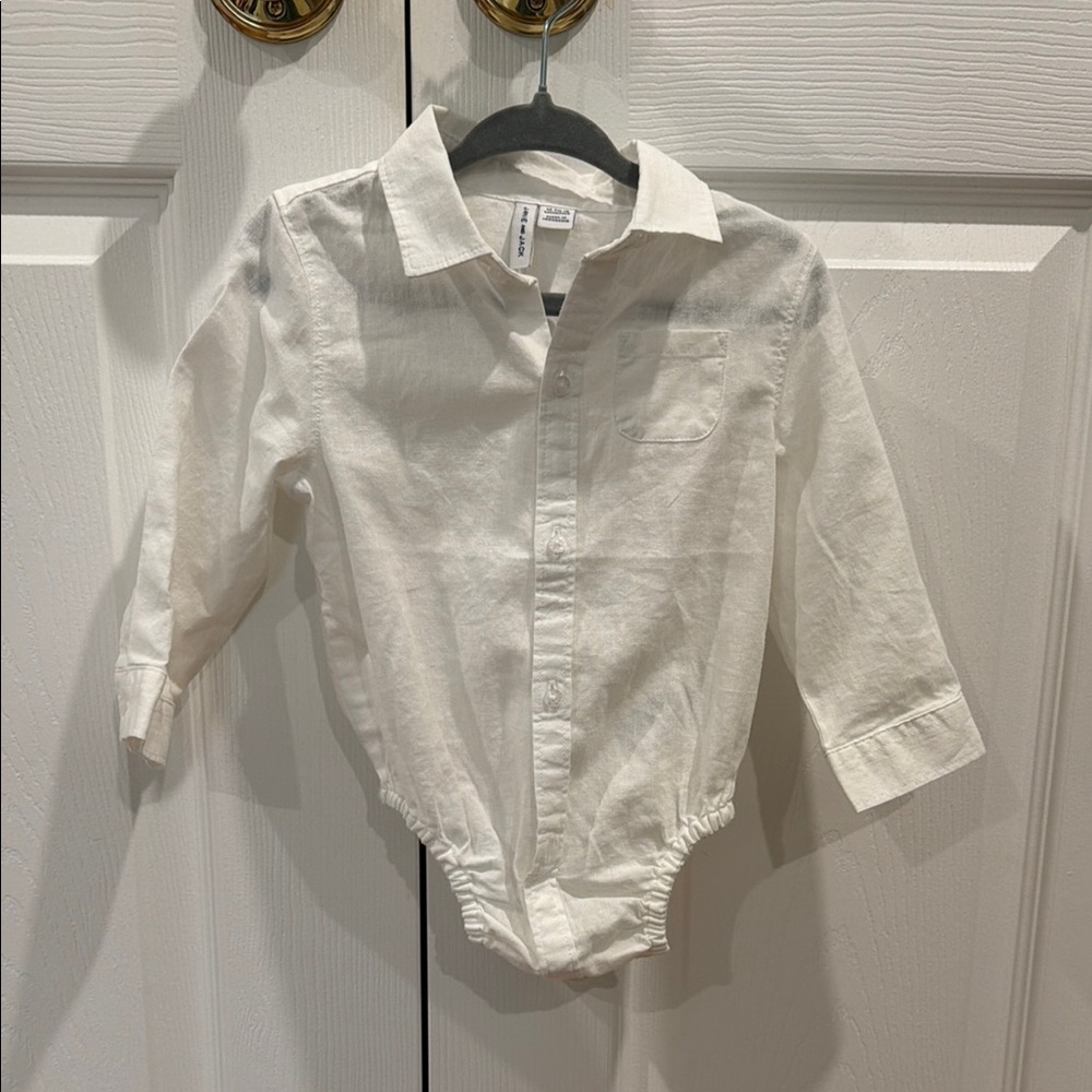 Janie and Jack Classic White Collared One-Piece Shirt Bodysuit - 12-18 m NWOT